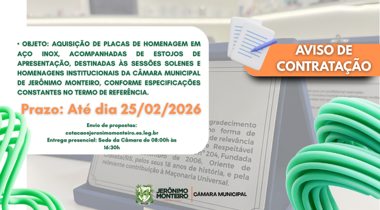 Aquisição de placas de homenagem em aço inox