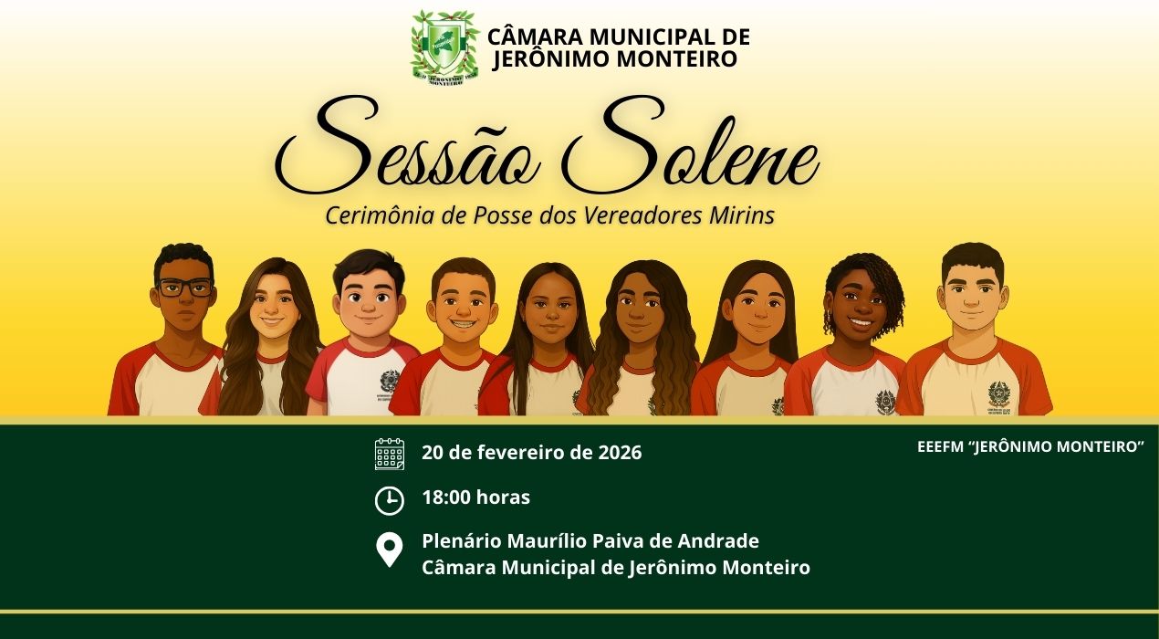 Câmara Municipal realiza Sessão Solene de Posse dos Vereadores Mirins 2026.