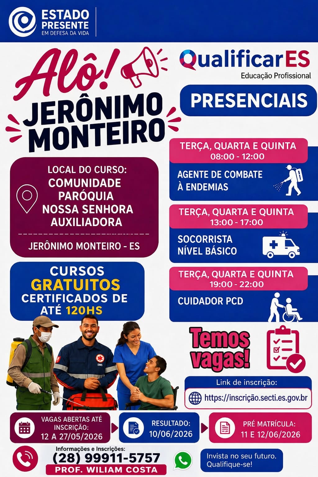 Inscrições abertas para cursos gratuitos do Qualificar ES em Jerônimo Monteiro